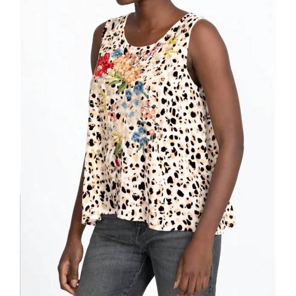 NEW JOHNNY WAS josephine velvet swing tank in multi - Picture 2 of 3